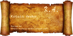 Kotsis Andor névjegykártya